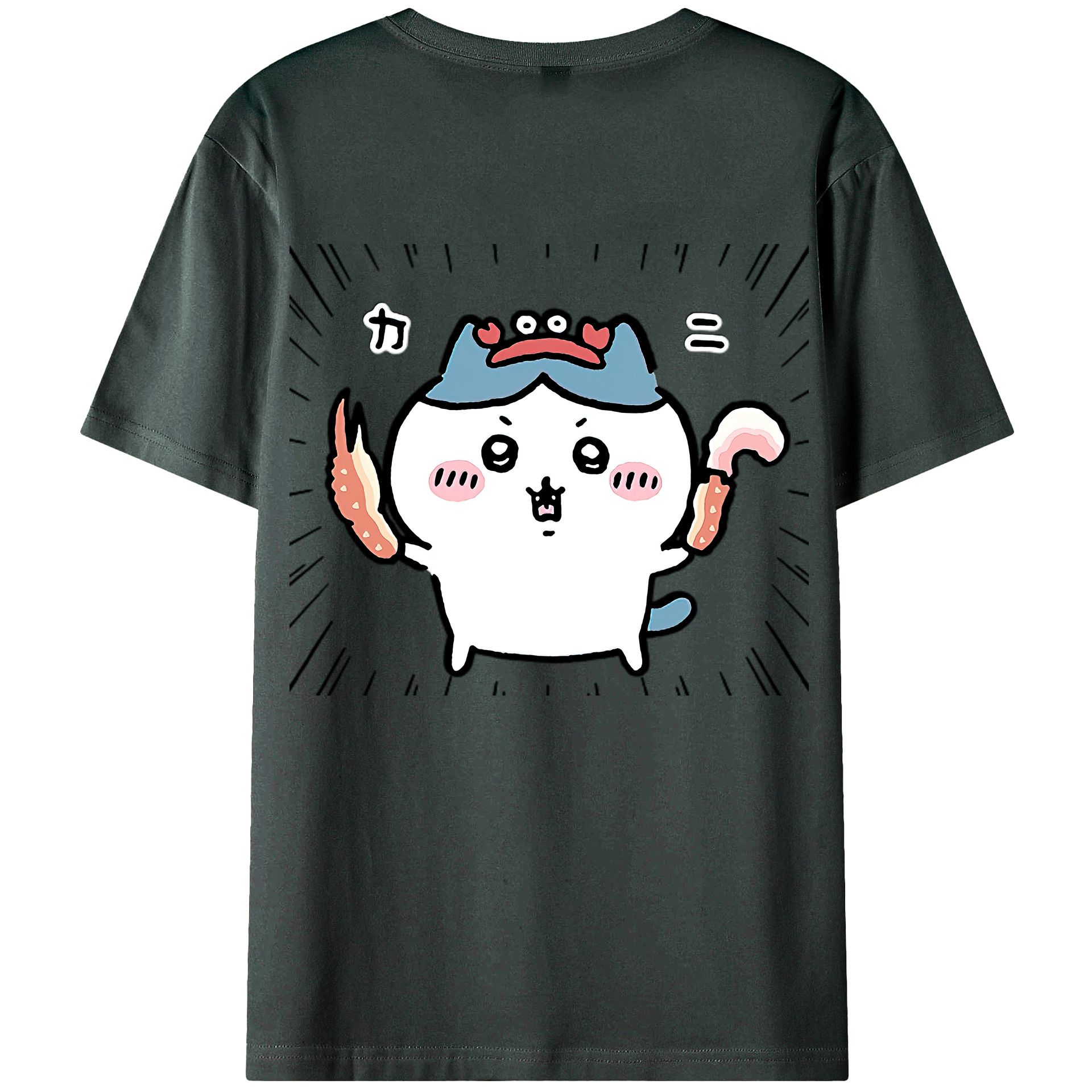 （画像用） ちいかわ ハチワレ Chii-kawa hachiware 綿100％ メンズ半袖Tシャツ（バックプリント） 通気性